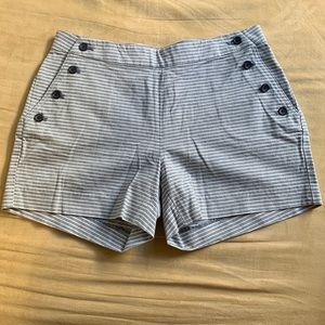 Banana republic blue and white stripe shorts with sailor style buttons
